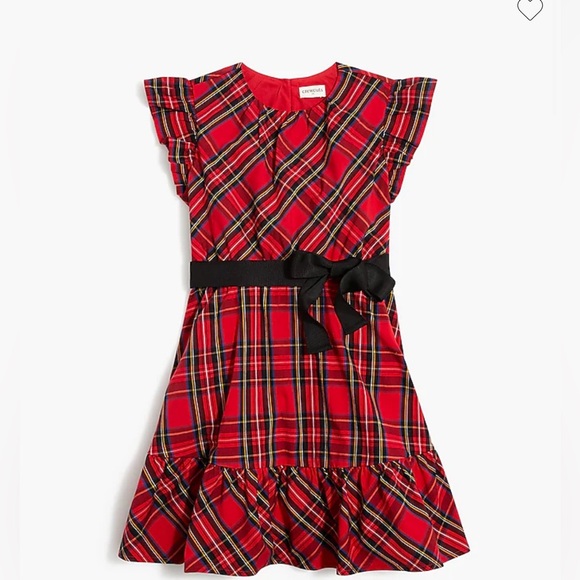 J Crew Toddler Girl Crewcuts Size 2T Tartan Plaid Ruffle Christmas Dress - Picture 13 of 14